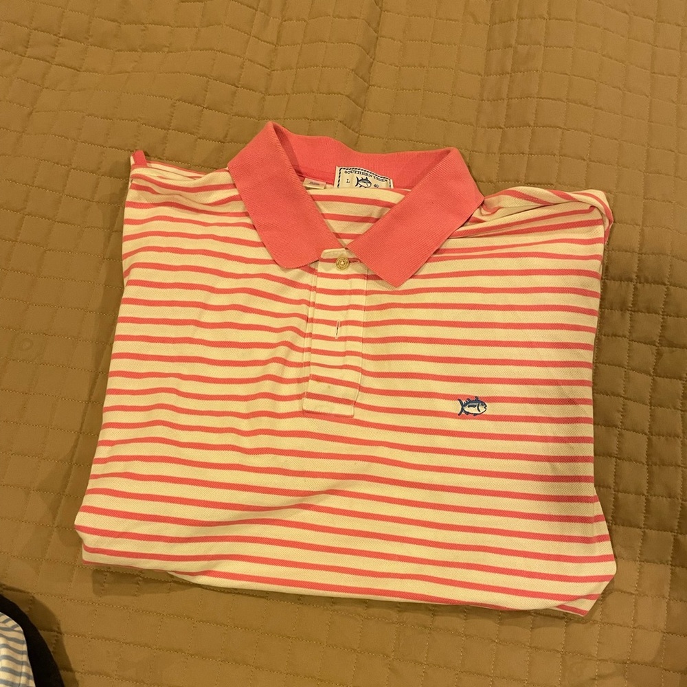 Southern Tide Pink Striped Polo